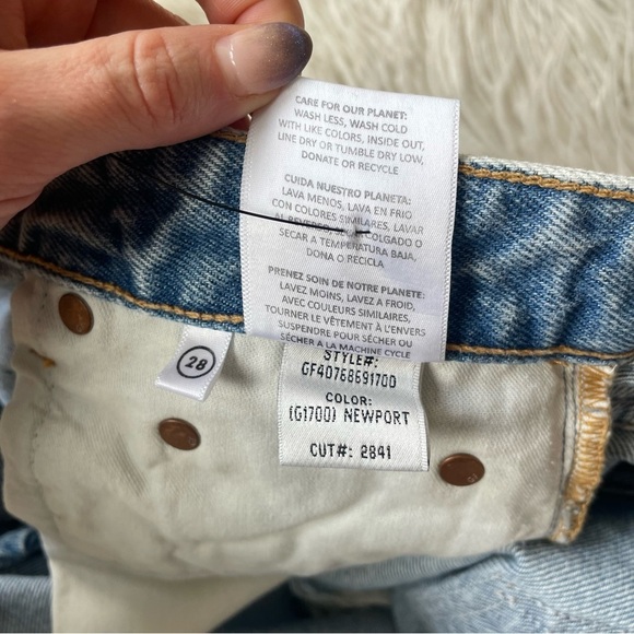 GRLFRND Helena Newport Blue Distressed High Rise Cut-Off Denim Shorts NWT Sz 28 - Picture 12 of 12